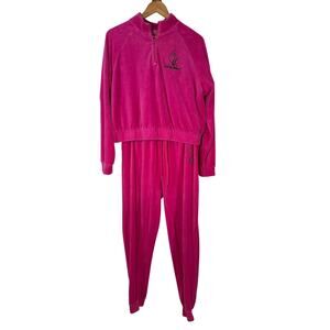 VINTAGE BABY PHAT Pink Velour Sweat Suit Athleisure Set Womans 0X